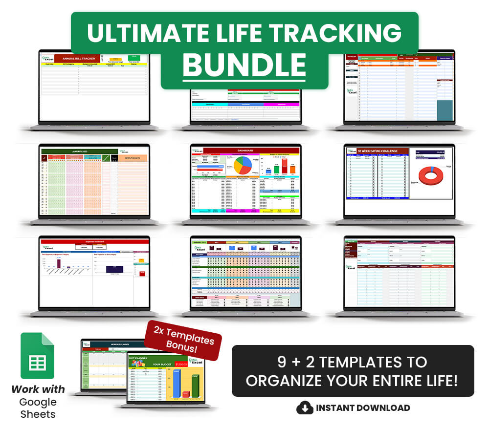 11-in-1 ULTIMATE LIFE TRACKING BUNDLE - Gloria Excel